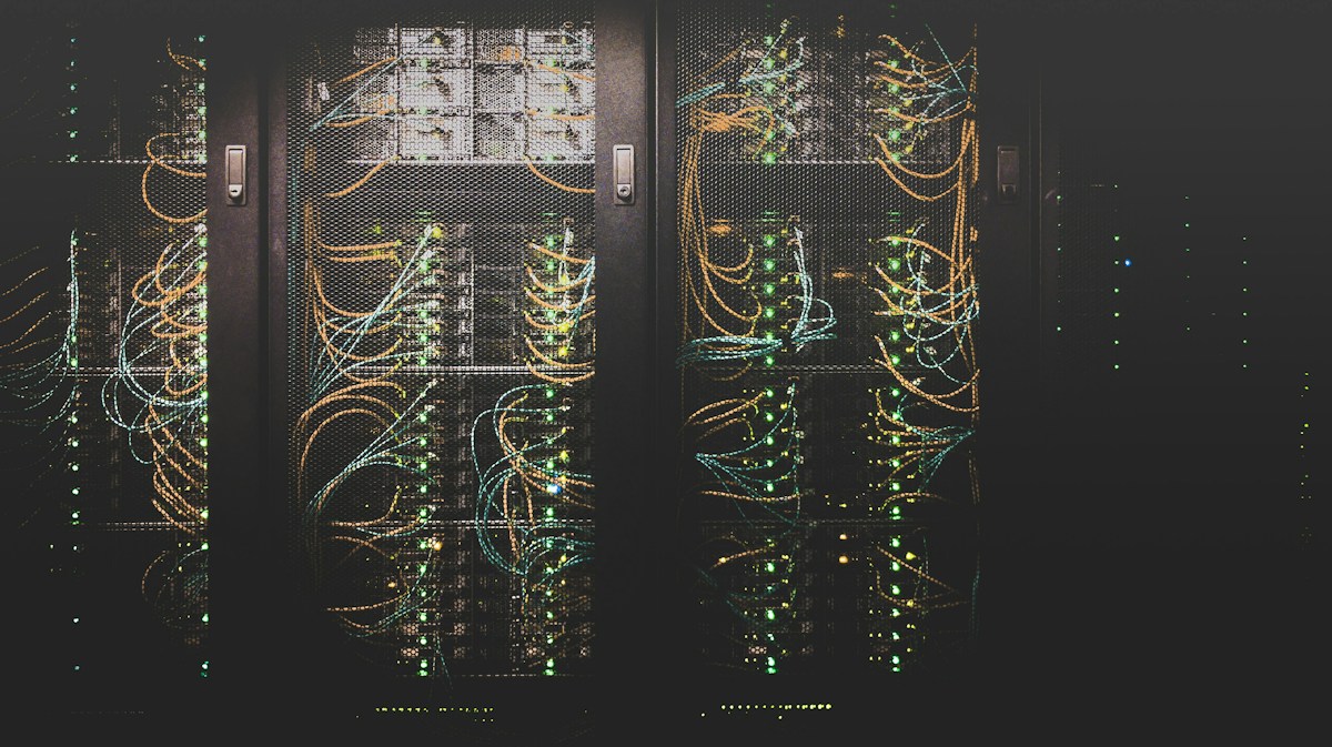 Illustrative view of illuminated server and network infrastructure